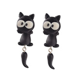 Black Kitty Earrings With Dangling Tails